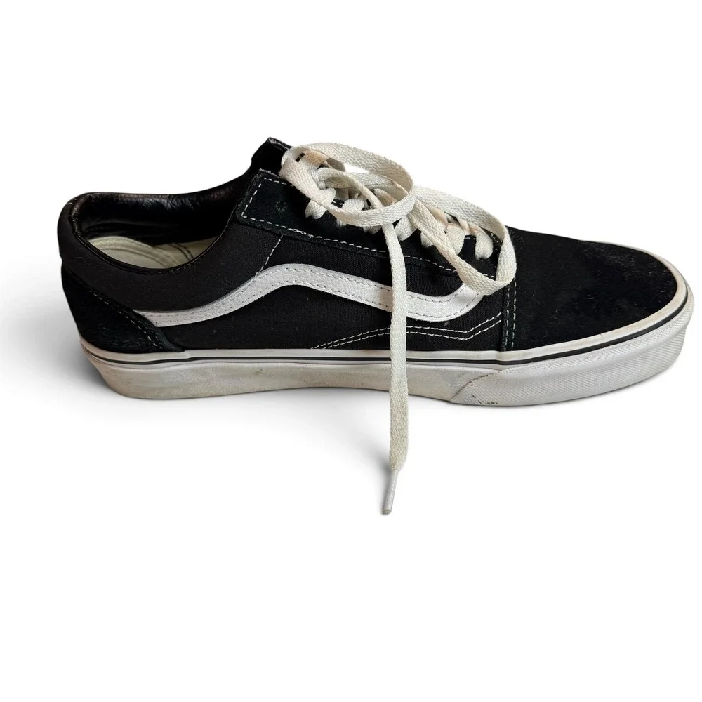 Vans Old Skool Black White Suede Canvas Skate Shoes Mens 8.5 Women 10 500714